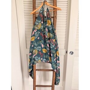 Buddha Pants Tropical Floral Halter Jumpsuit Wide Leg Beach Cover Up